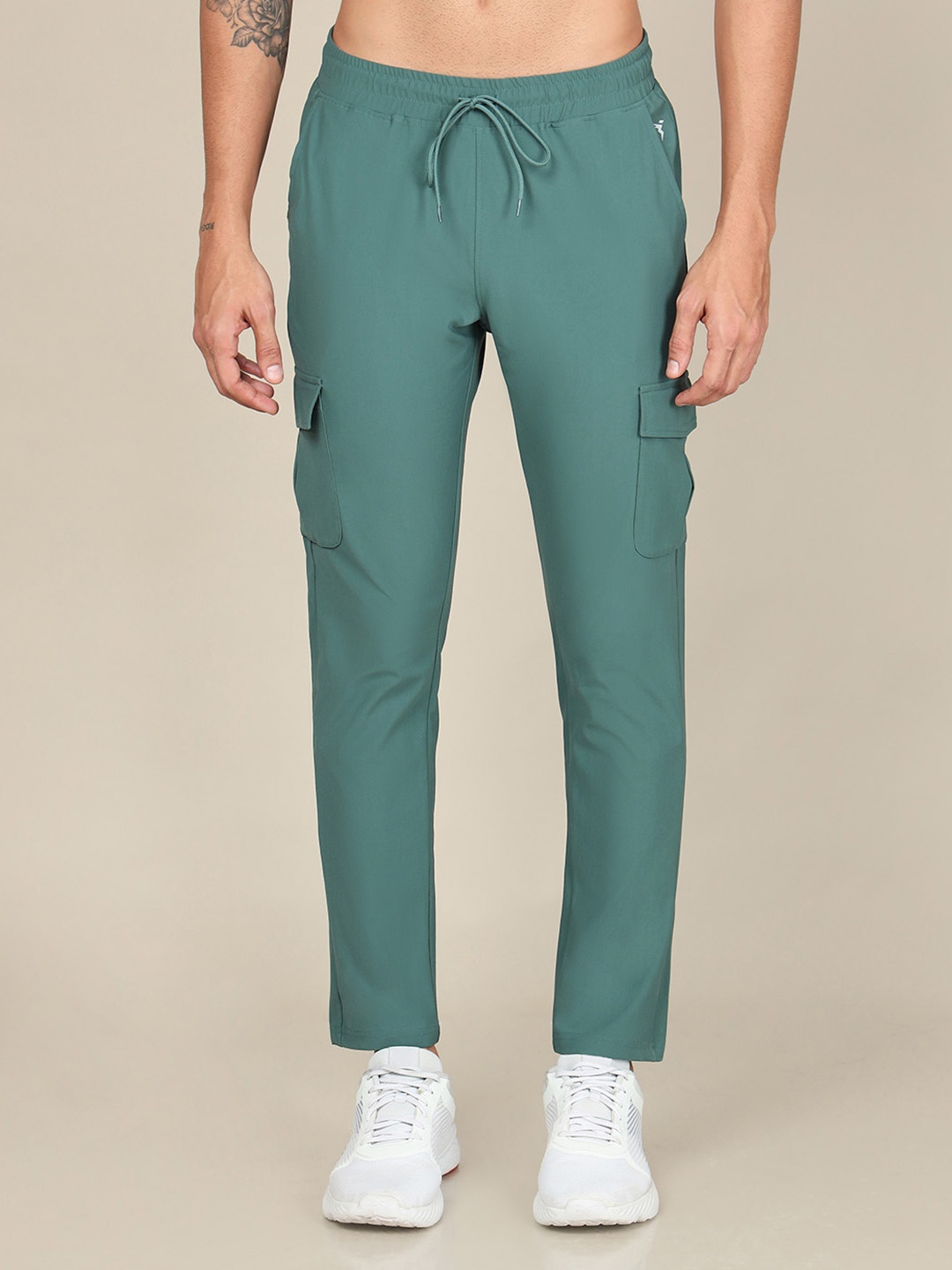 

Technosport SS'24 Men Slim Fit Rapid Dry Antimicrobial Cargo Track Pants, Green