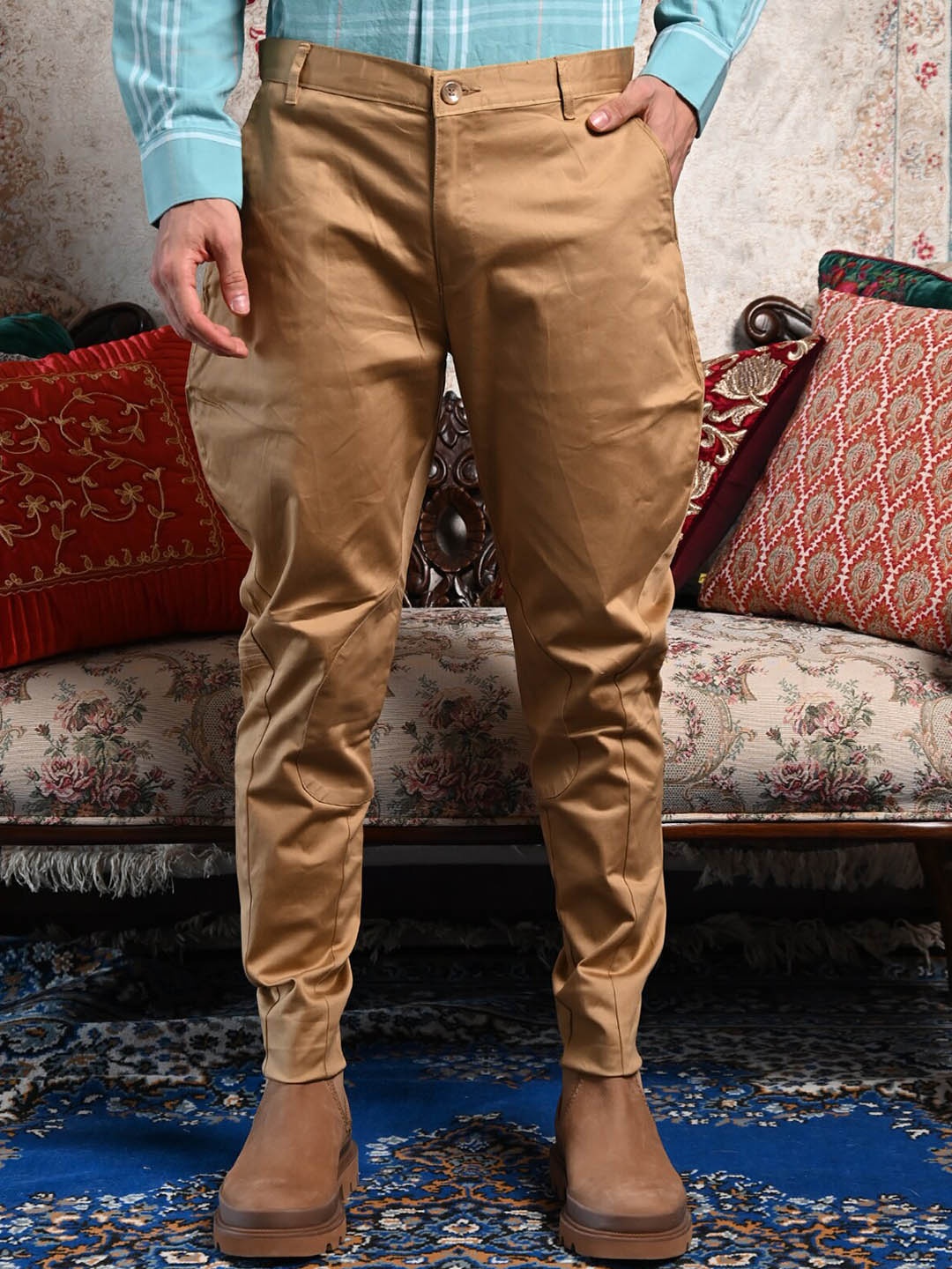 

ODETTE Men Comfort High-Rise Cotton Chinos, Brown
