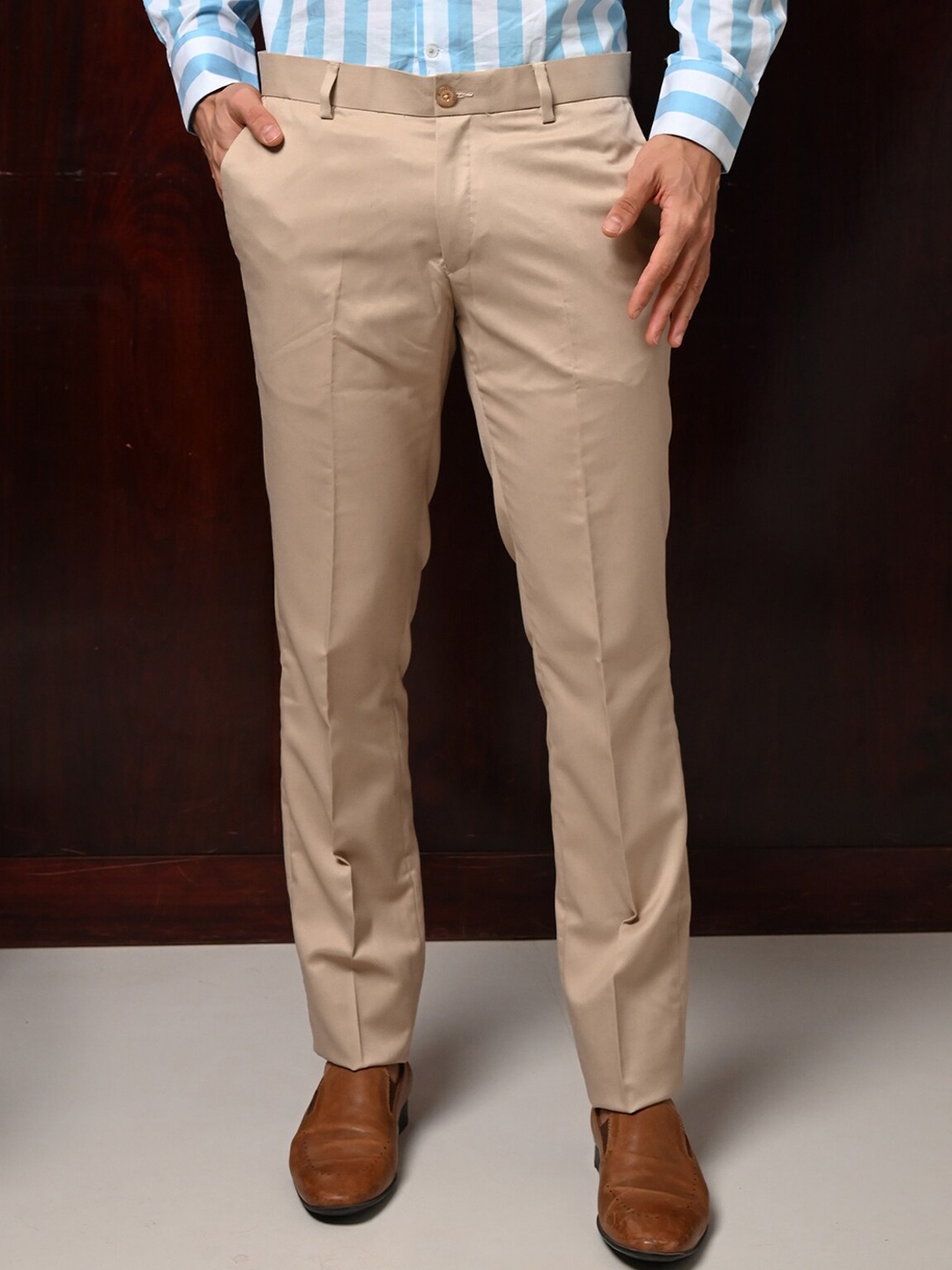 

ODETTE Men Comfort High-Rise Chinos, Beige