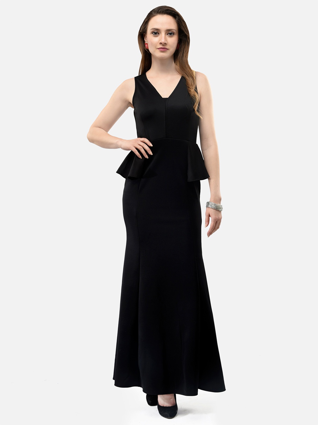 

V&M V-Neck Sleeveless Maxi Dress, Black