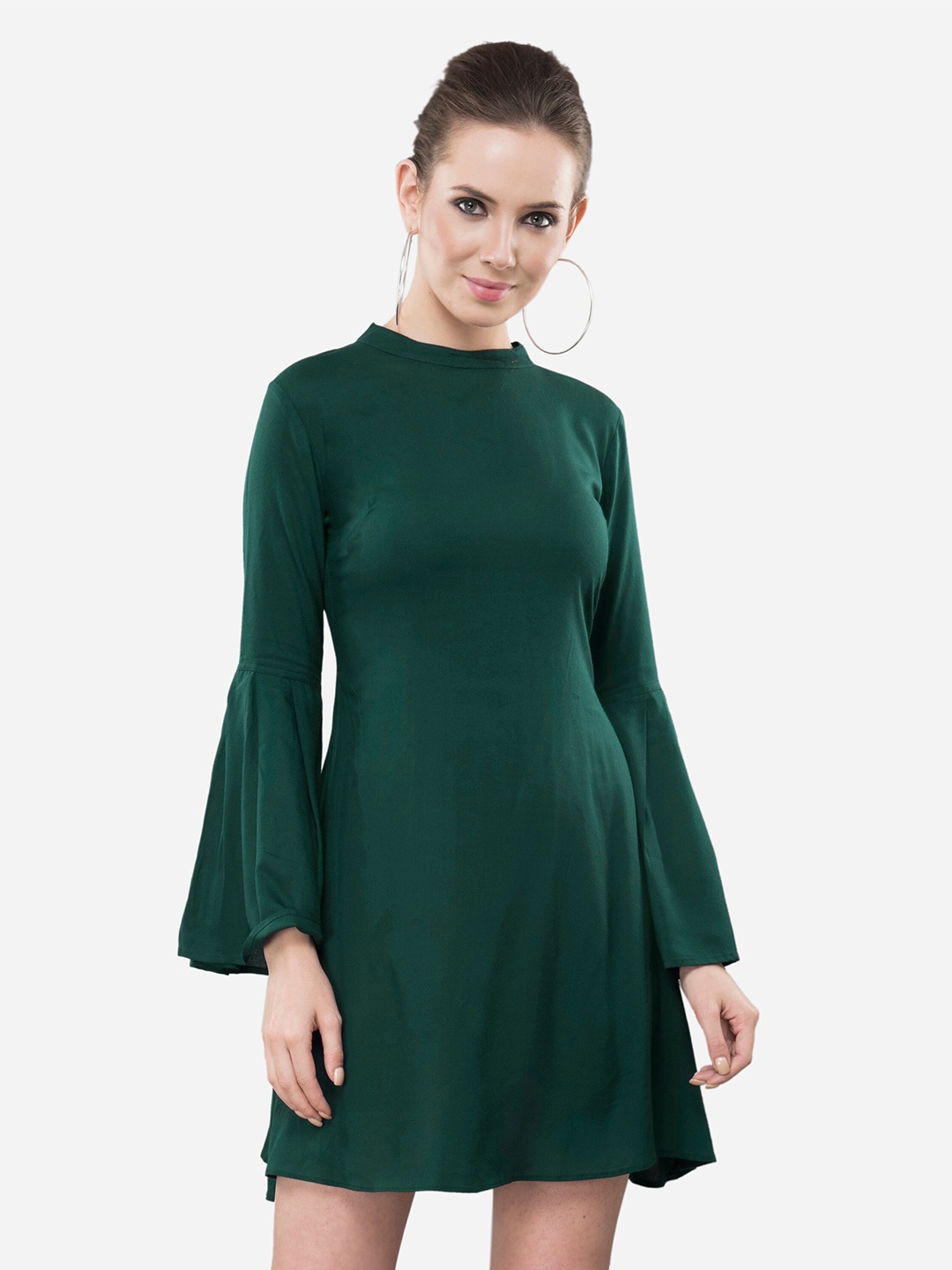 

V&M Bell Sleeve A-Line Dress, Green