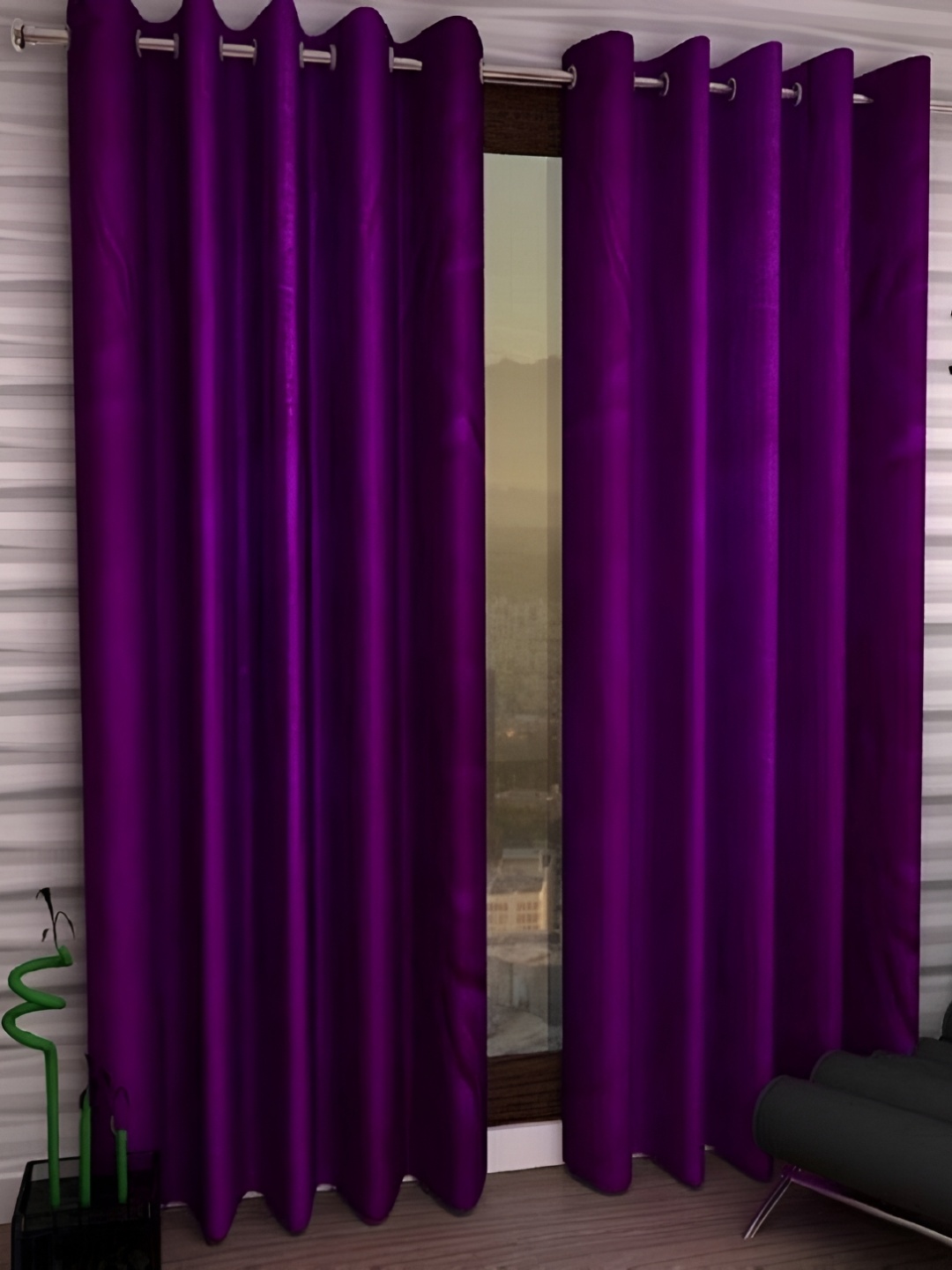 

Panipat Textile Hub Purple 2 Pieces Door Curtains