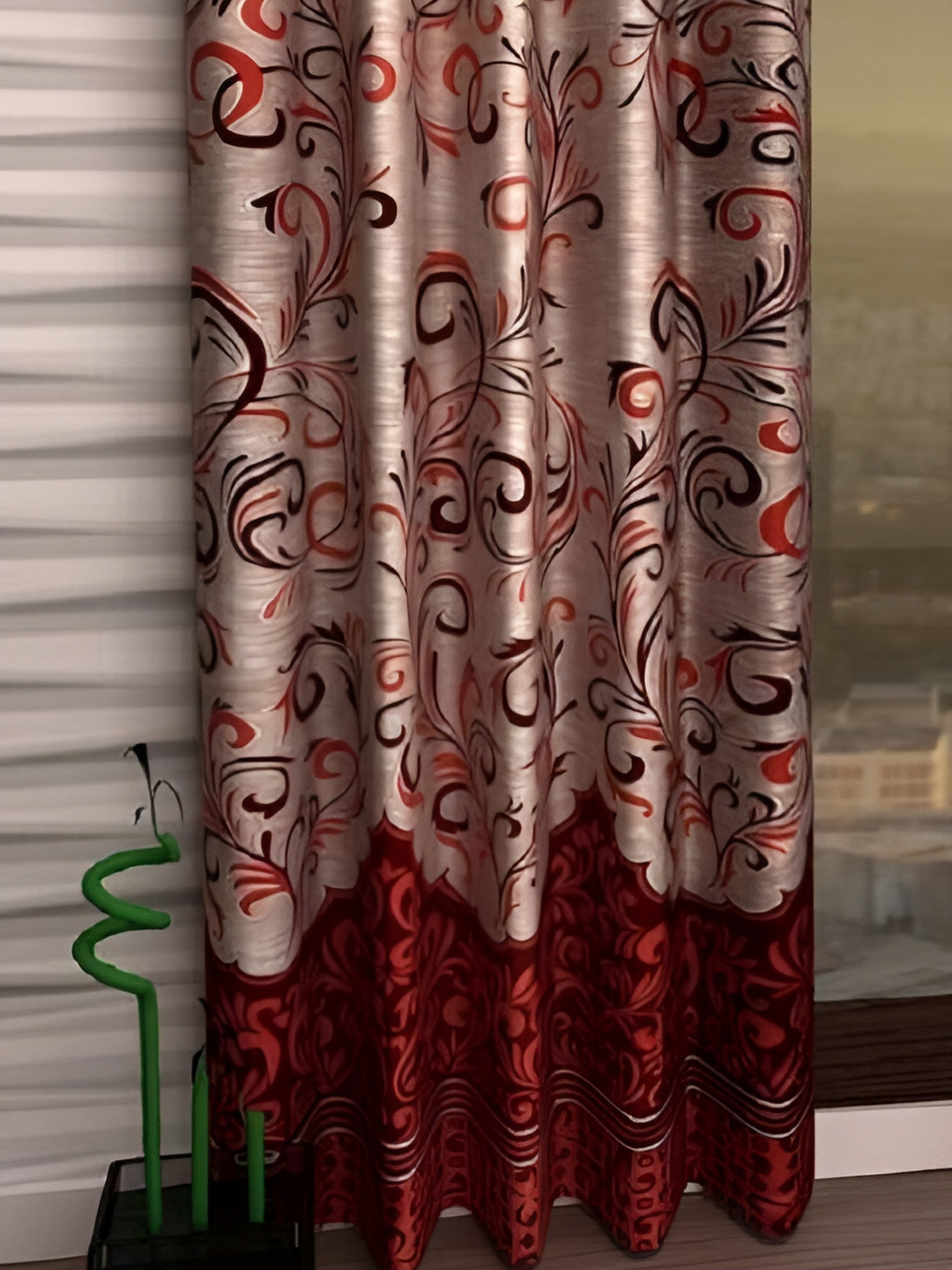 

Panipat Textile Hub Maroon & Beige Geometric Printed Long Door Curtain