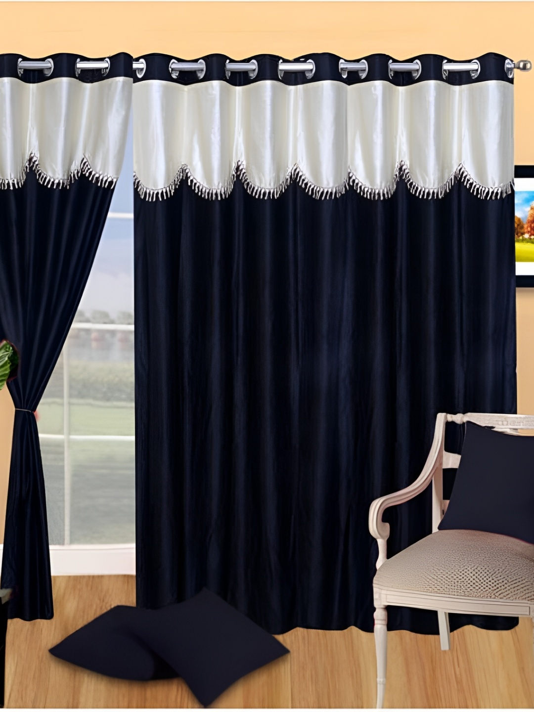 

Panipat Textile Hub Navy Blue 3 Pieces Door Curtain