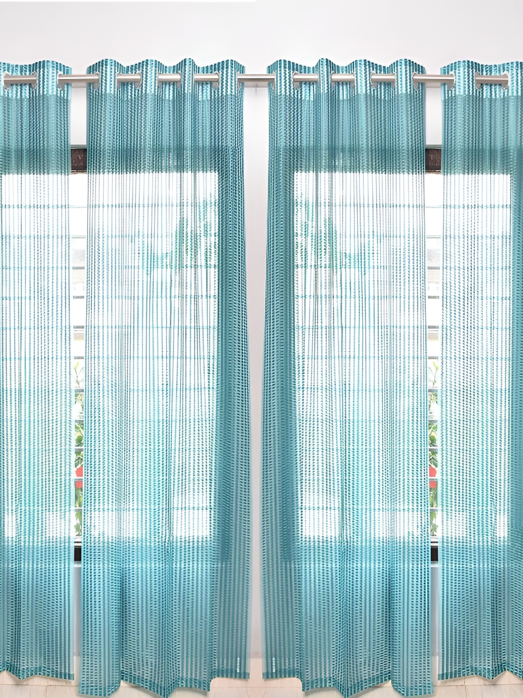 

Panipat Textile Hub Blue 4 Pieces Sheer Window Curtain