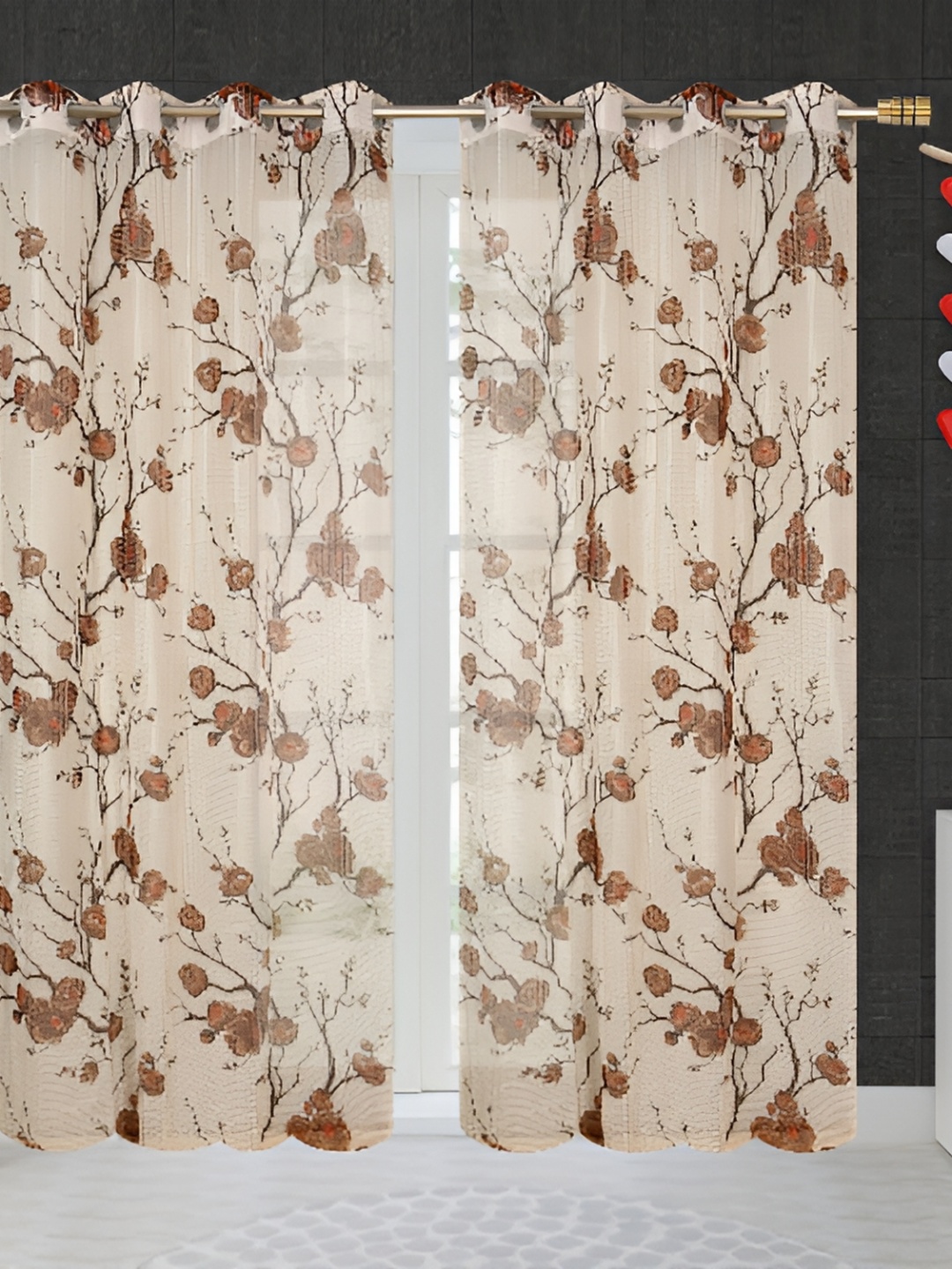 

Panipat Textile Hub Brown & Beige 4 Pieces Floral Door Curtain