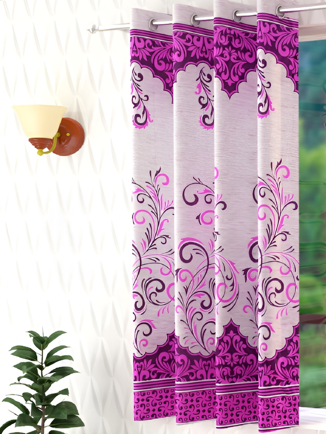 

Panipat Textile Hub Purple & White Ethnic Motifs Window Curtain