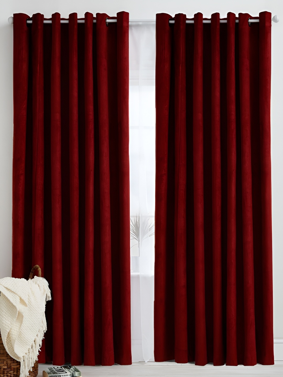 

Panipat Textile Hub Maroon 2 Pieces Room Darkening Window Curtains