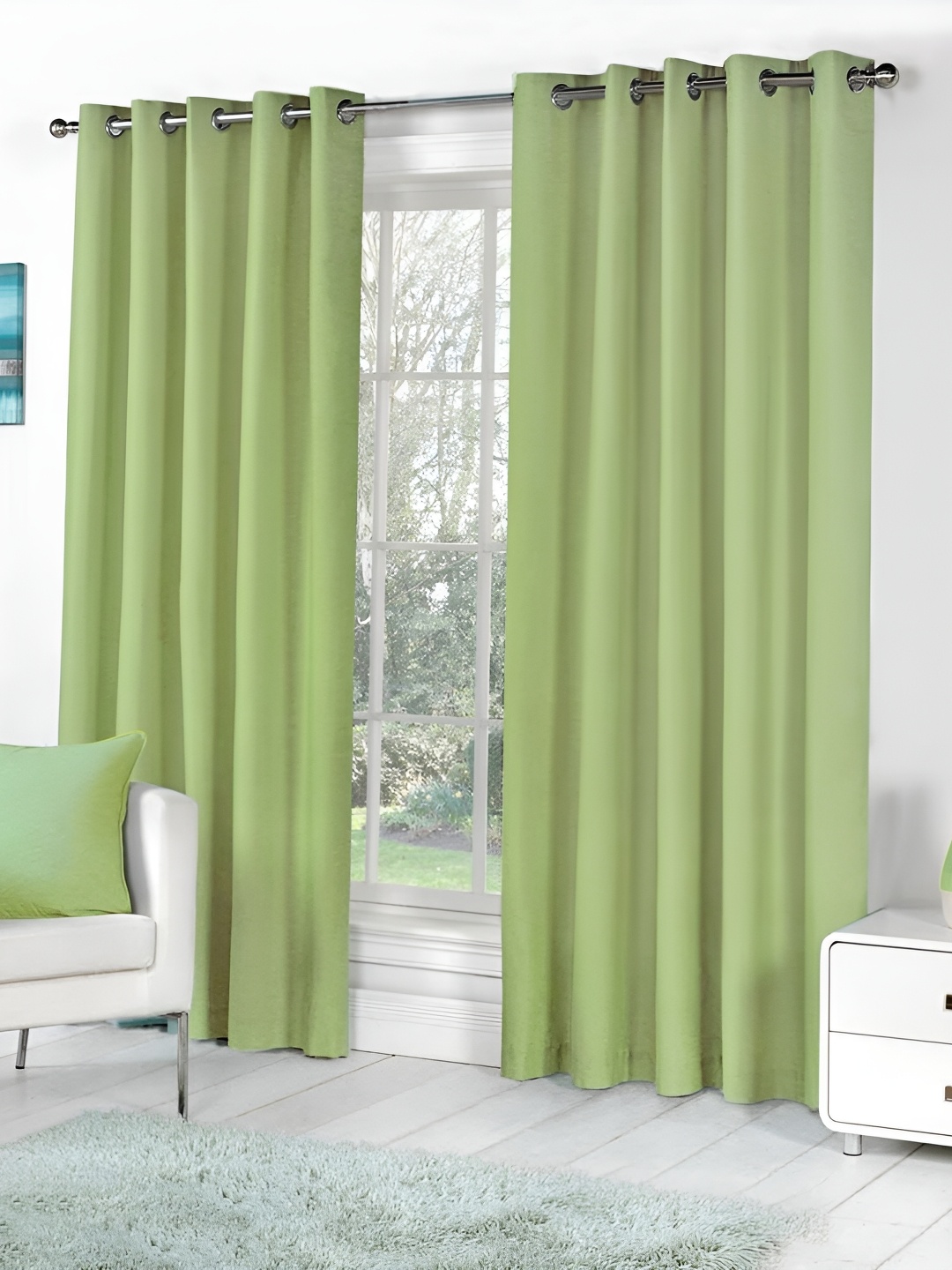 

Panipat Textile Hub Green 2 Pieces Room Darkening Window Curtain