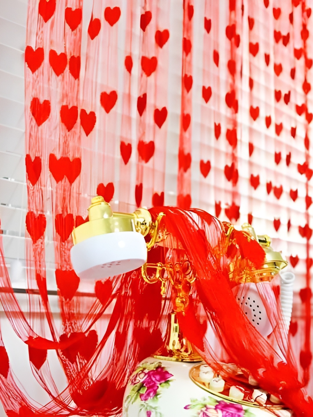

Panipat Textile Hub Red Sheer Door Curtain