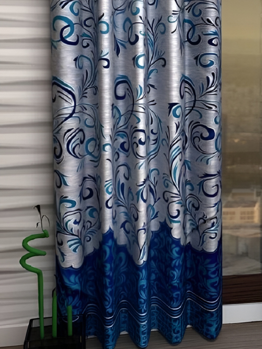 

Panipat Textile Hub Blue & Grey Floral Long Door Curtain