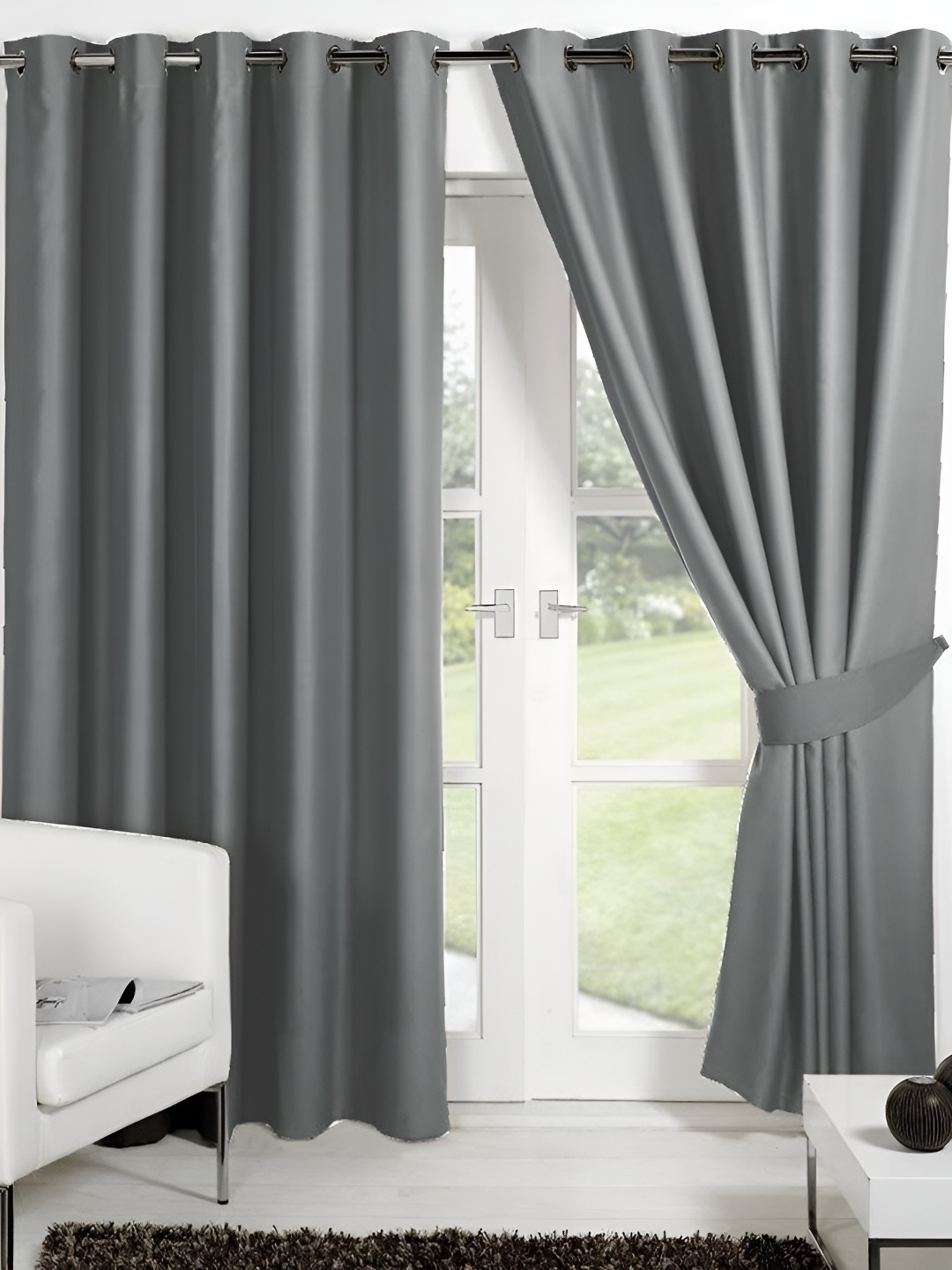 

Panipat Textile Hub Grey 2 Pieces Room Darkening Door Curtain