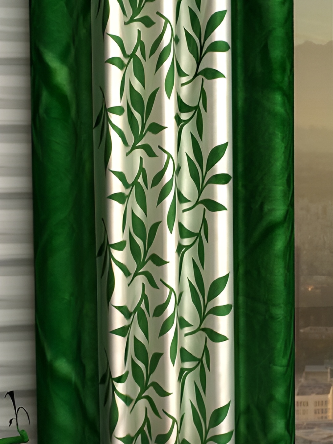 

Panipat Textile Hub Green & White Floral Printed Door Curtain