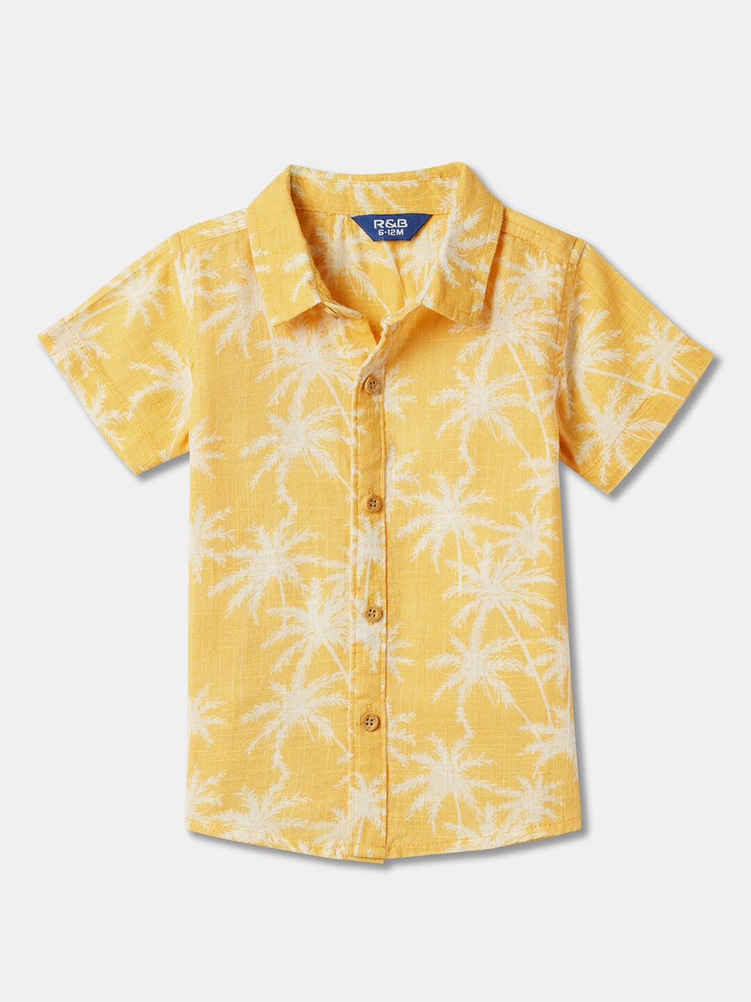 

R&B Boys Floral Printed Spread Collar Cotton Casual Shirt, Yellow