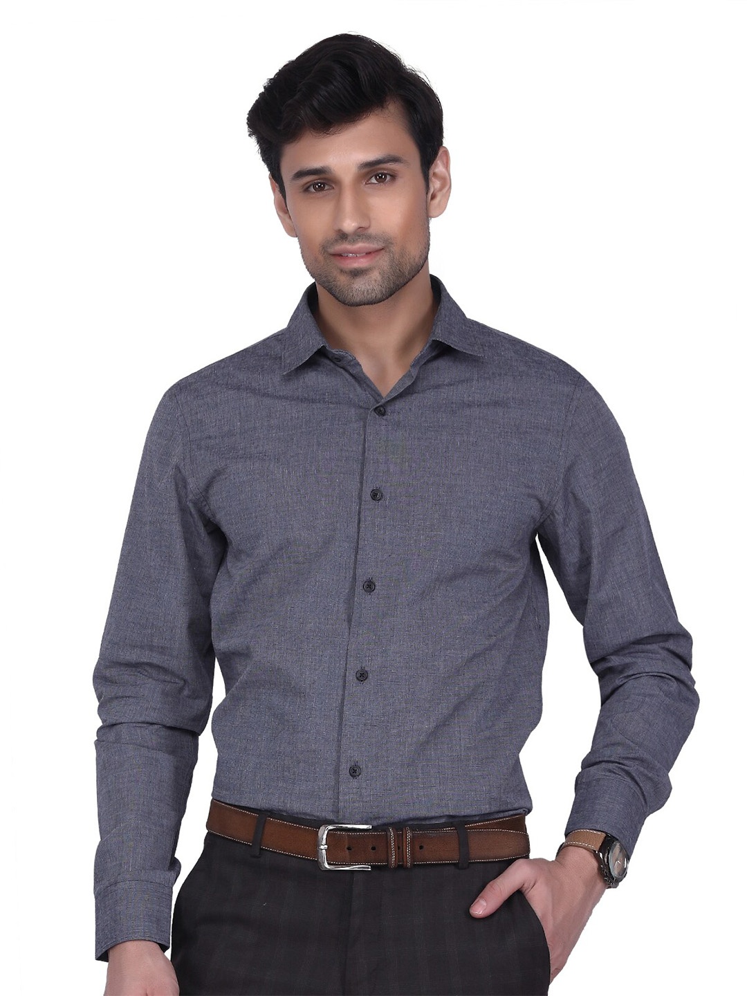 

Berkshire Smart Slim Fit Long Sleeves Cotton Formal Shirt, Grey