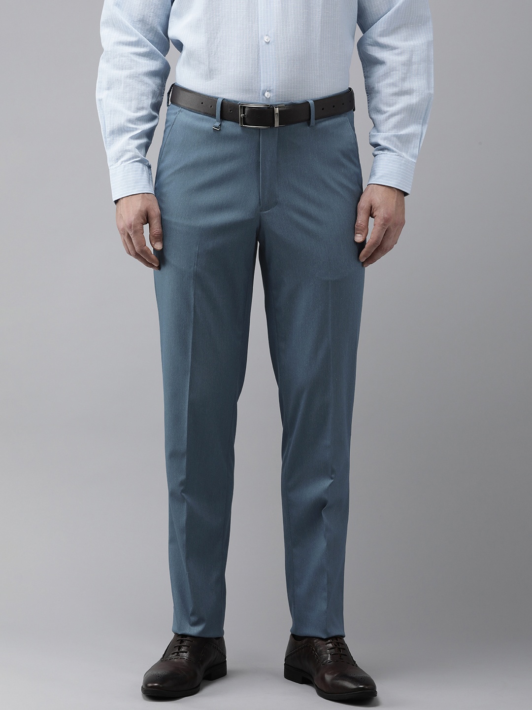 

Van Heusen Men Custom Fit Formal Trousers, Blue