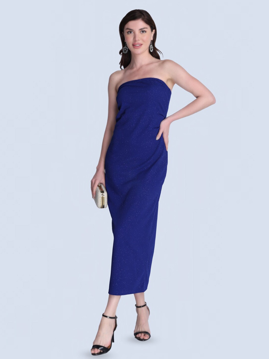 

Orchid Blues Strapless Bodycon Midi Dress, Blue