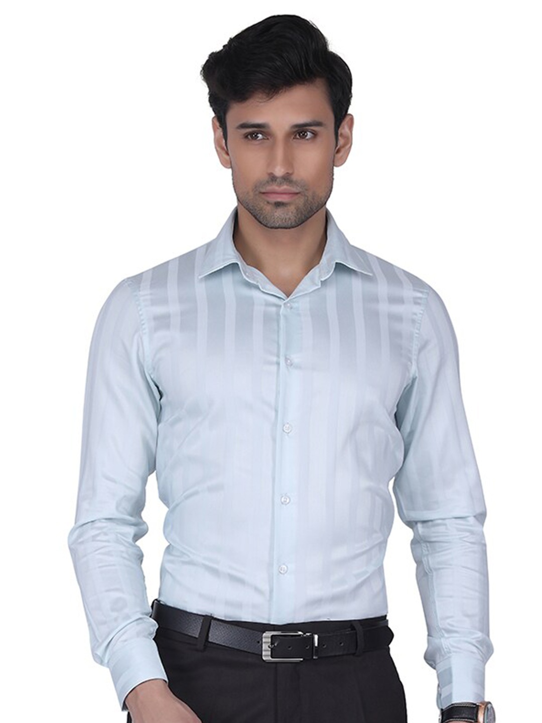 

Berkshire Smart Slim Fit Vertical Striped Formal Shirt, Blue