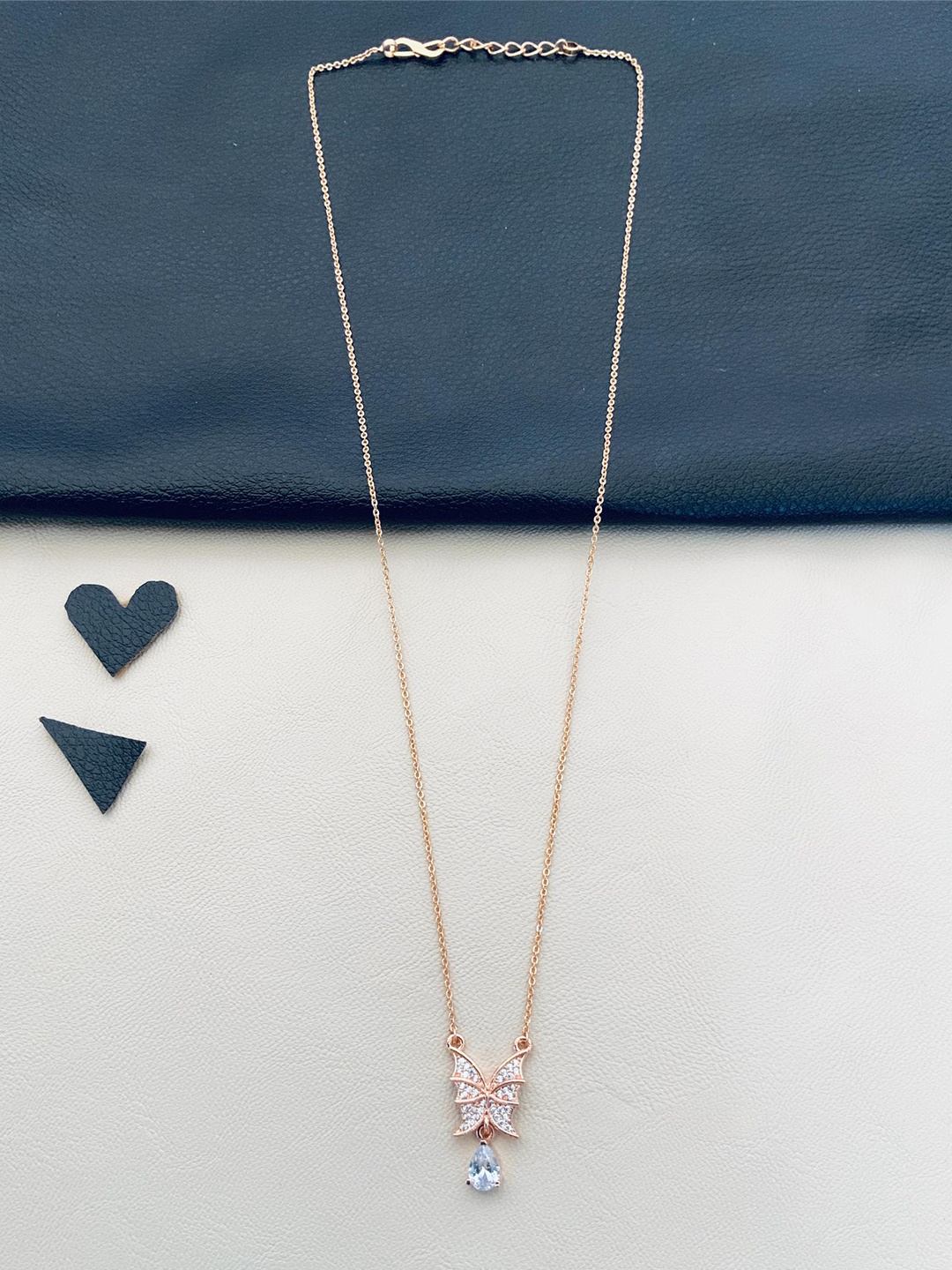 

ABDESIGNS Rose Gold-Plated Brass American Diamond -Studded Chain