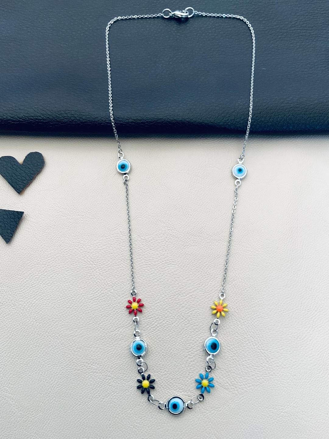 

ABDESIGNS Silver-Plated Brass Artificial Stones-Studded Chain