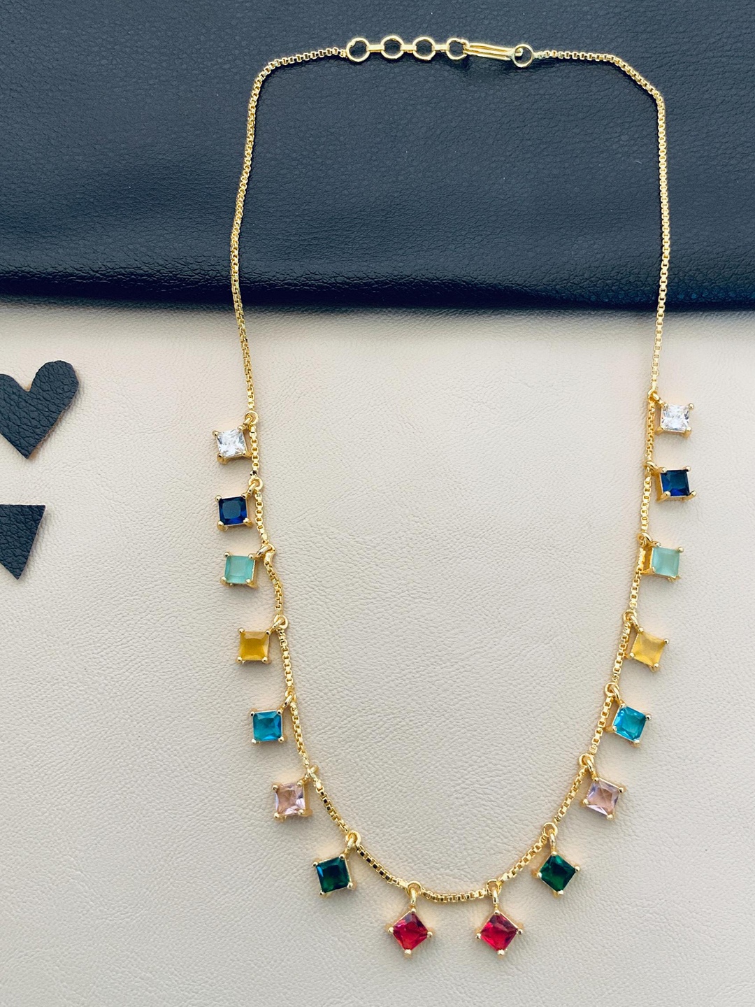 

ABDESIGNS Gold-Plated Stone-Studded Brass Necklace