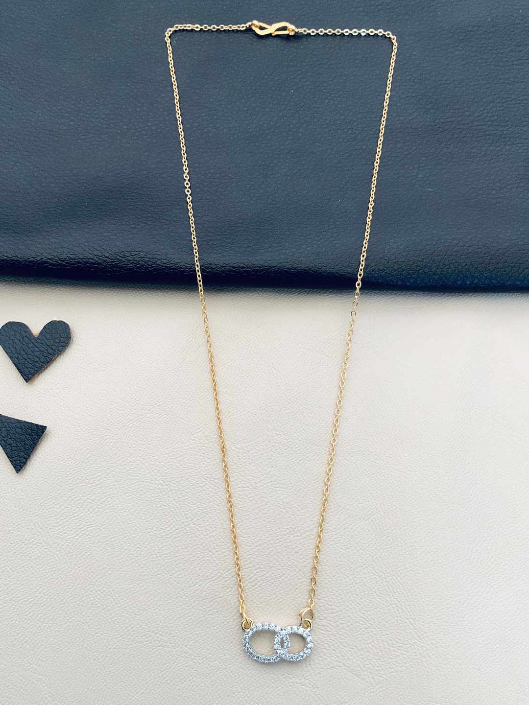 

ABDESIGNS Gold-Plated American Diamond-Studded Brass Chain