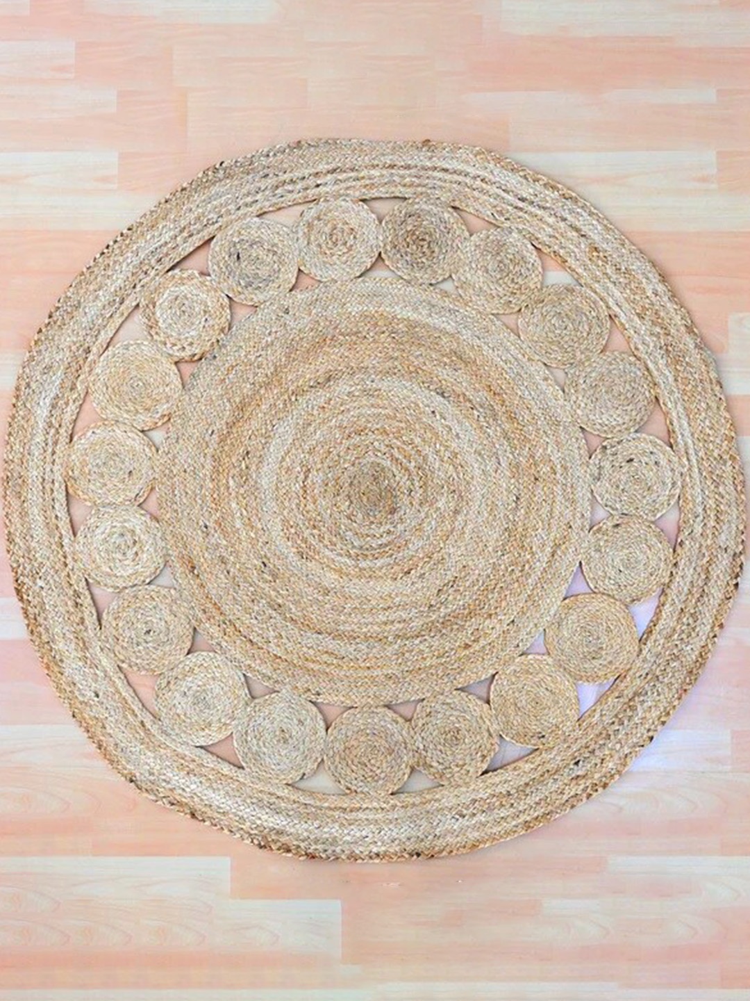 

Art Avenue Beige Ethnic Motifs Round Jute Carpet