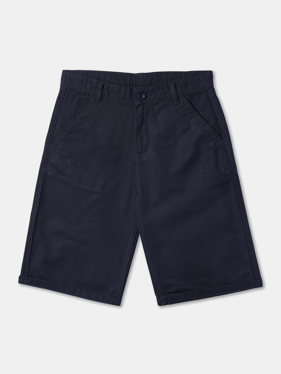 

R&B Boys Mid-Rise Cotton Shorts, Blue