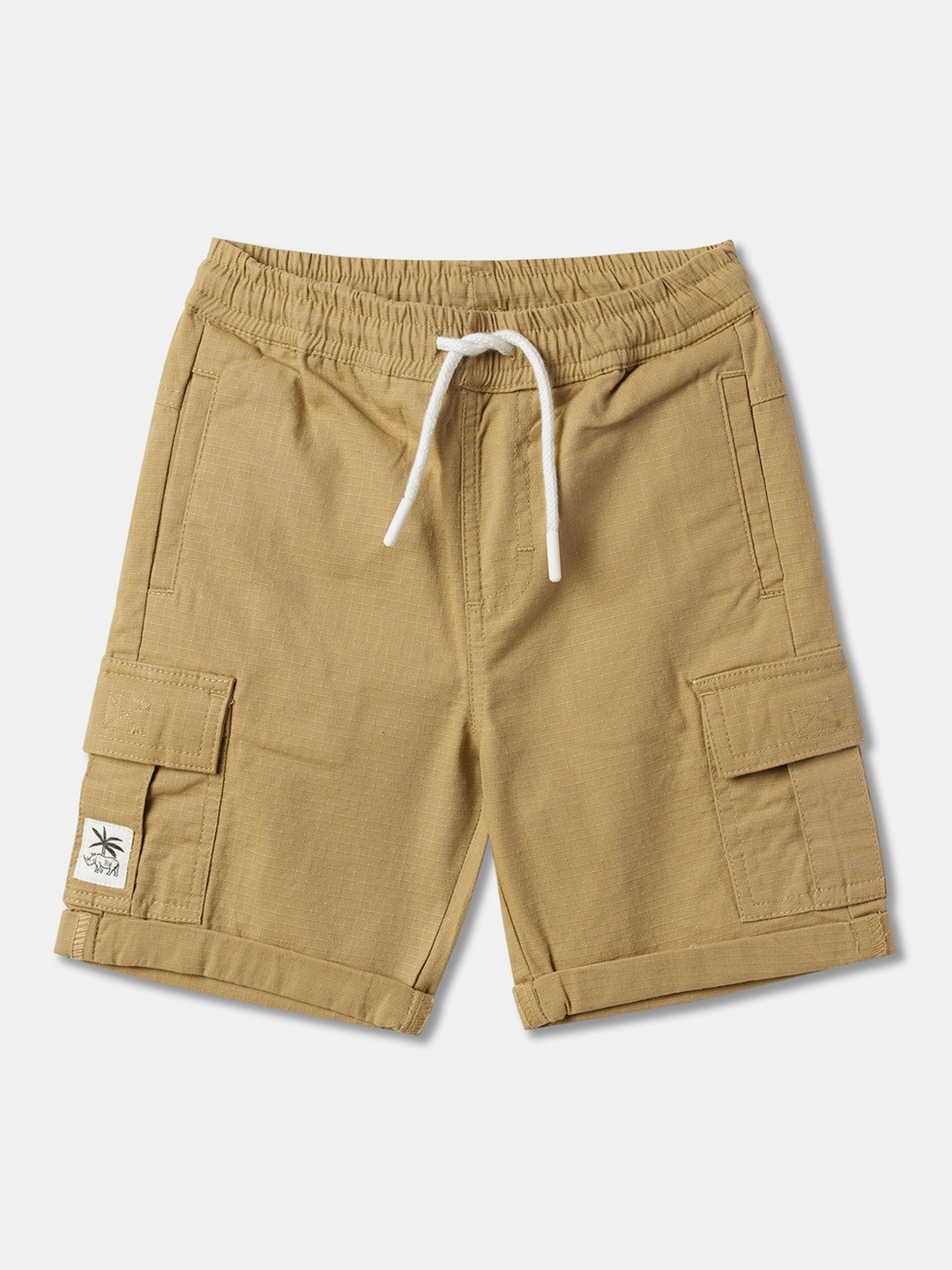 

R&B Boys Mid-Rise Cotton Cargo Shorts, Khaki