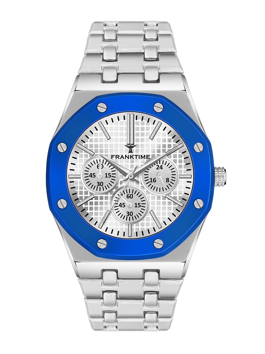 

Franktime Men Stainless Steel Bracelet Style Straps Analogue Watch FT-0035 SLL, Blue