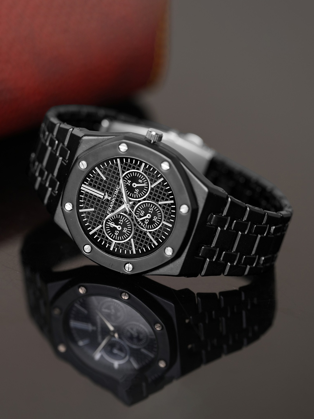 

Franktime Men Dial Stainless Steel Textured Straps Analogue Watch FT-0035 BSL, Black