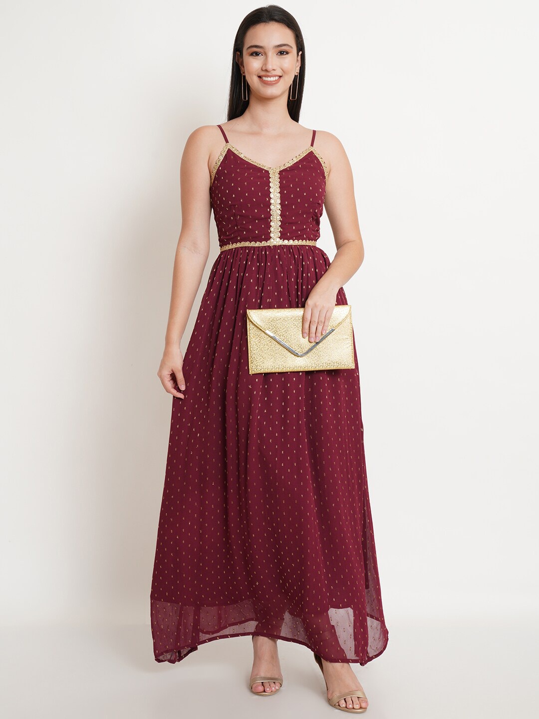 

Purple State Polka Dot Print Maxi Dress, Maroon