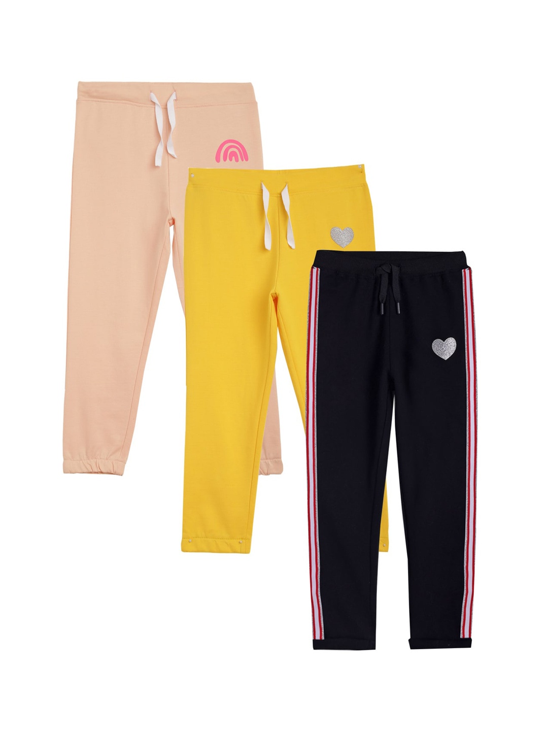 

Anthrilo Girls Pack of 3 Cotton Dry-fit Track Pants, Black