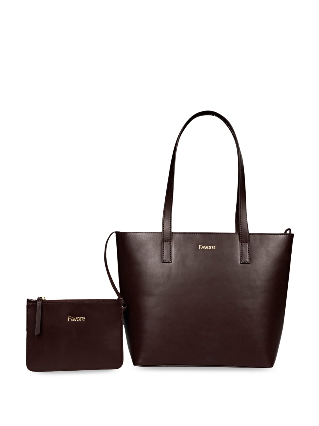 

Saint G Favore Leather Structured Shoulder Bag With Pouch, Coffee brown