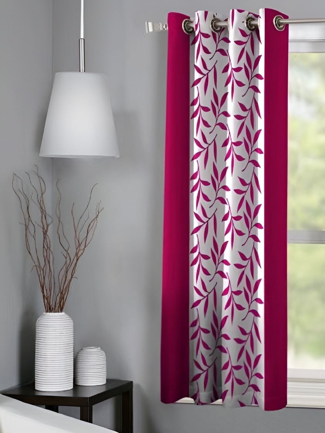 

Panipat Textile Hub Pink & White Floral Window Curtain