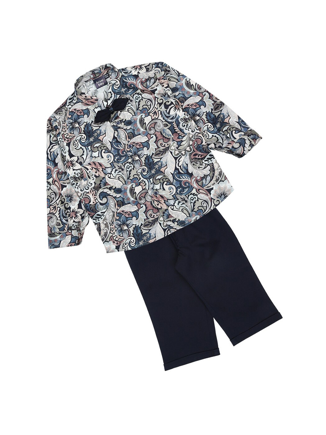 

Actuel Infants Boys Printed Pure Cotton Shirt With Trousers, Navy blue