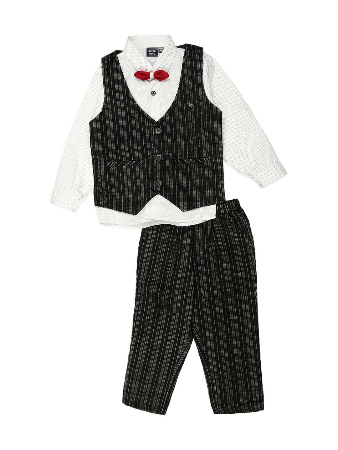 

Actuel Infants Boys Checked Pure Cotton Shirt With Trousers, White