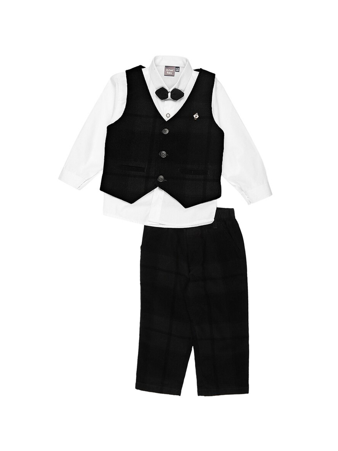 

Actuel Boys Checked Pure Cotton Shirt with Trousers, Green
