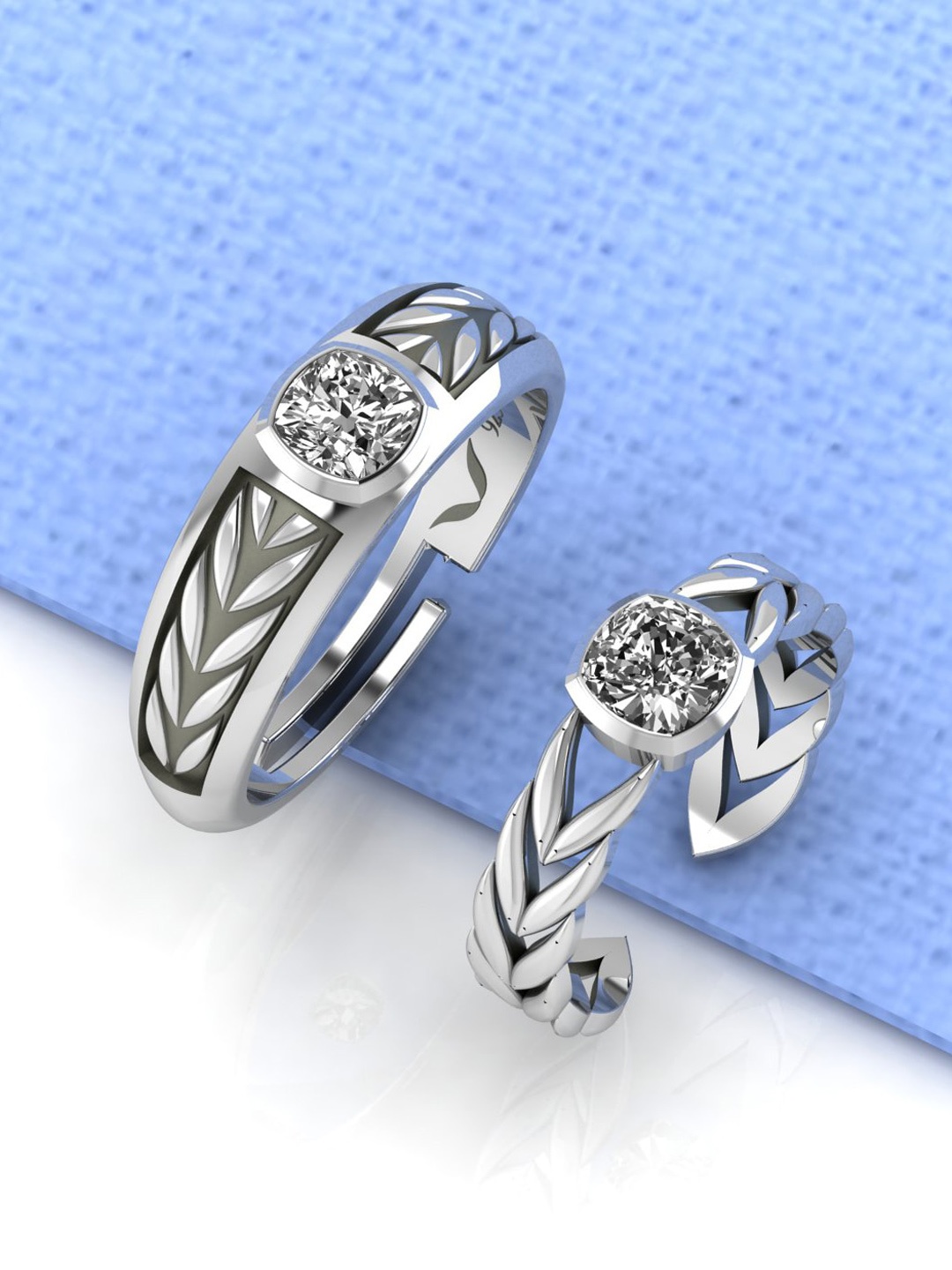 

Vitra Jewellery Unisex Set Of 2 925 Sterling Silver Rhodium-plated AD-Studded Finger Rings