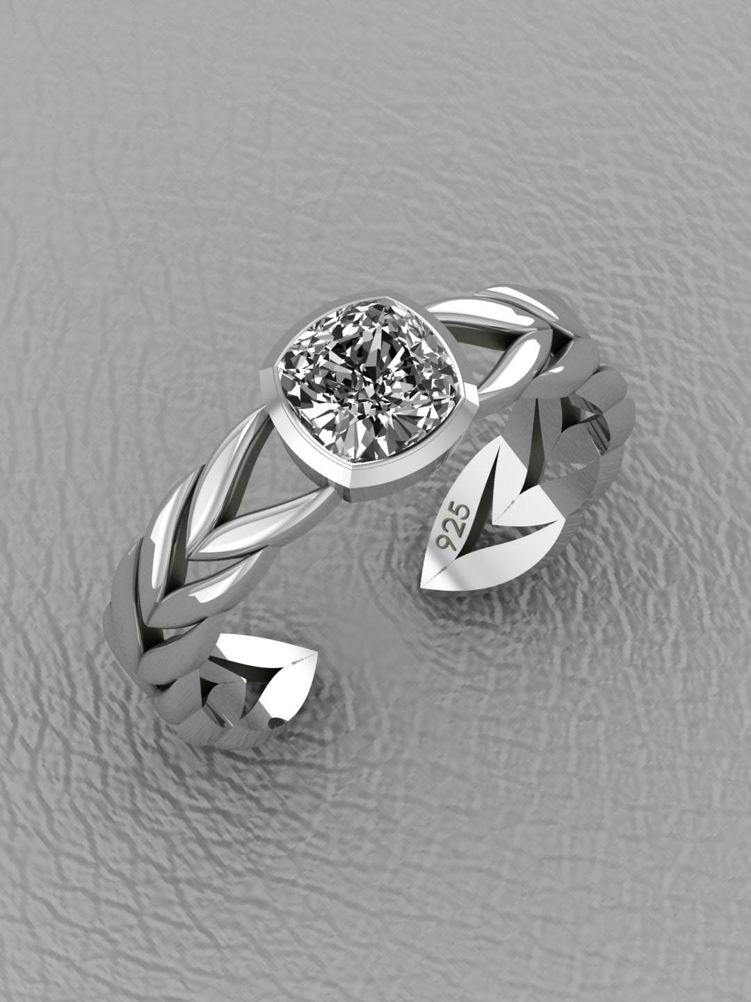 

Vitra Jewellery Women 925 Sterling Silver Rhodium-plated AD-studded Finger Ring