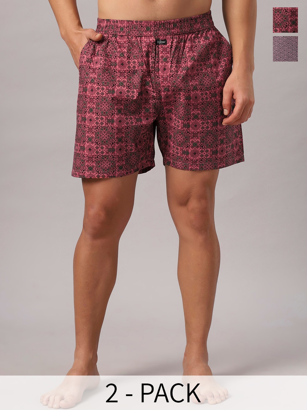 

The Roadster Lifestyle Co. Pink Pack Of 2 Printed Pure Cotton Boxers RD-H-126
