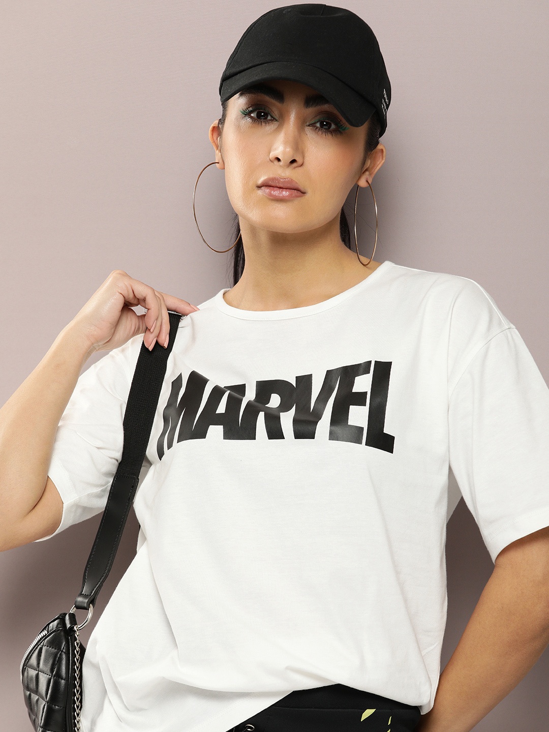 

Kook N Keech Marvel Printed Drop-Shoulder Sleeves Pure Cotton T-shirt, White