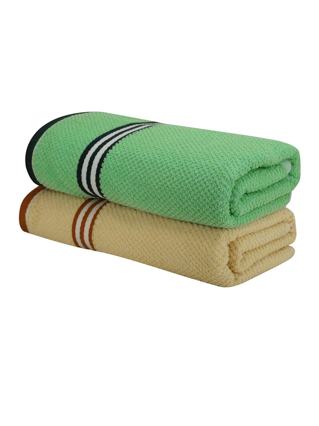 

Homerz Yellow and Green 2 Pieces Cotton Printed 400 GSM Bath Towels