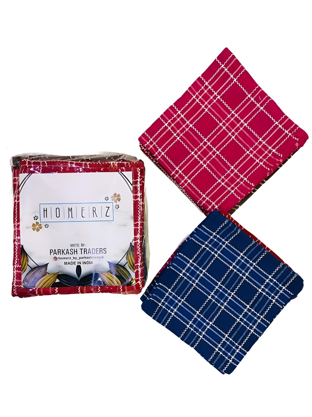 

Homerz Red 4 Pieces Cotton Checked Kitchen Towels, Maroon