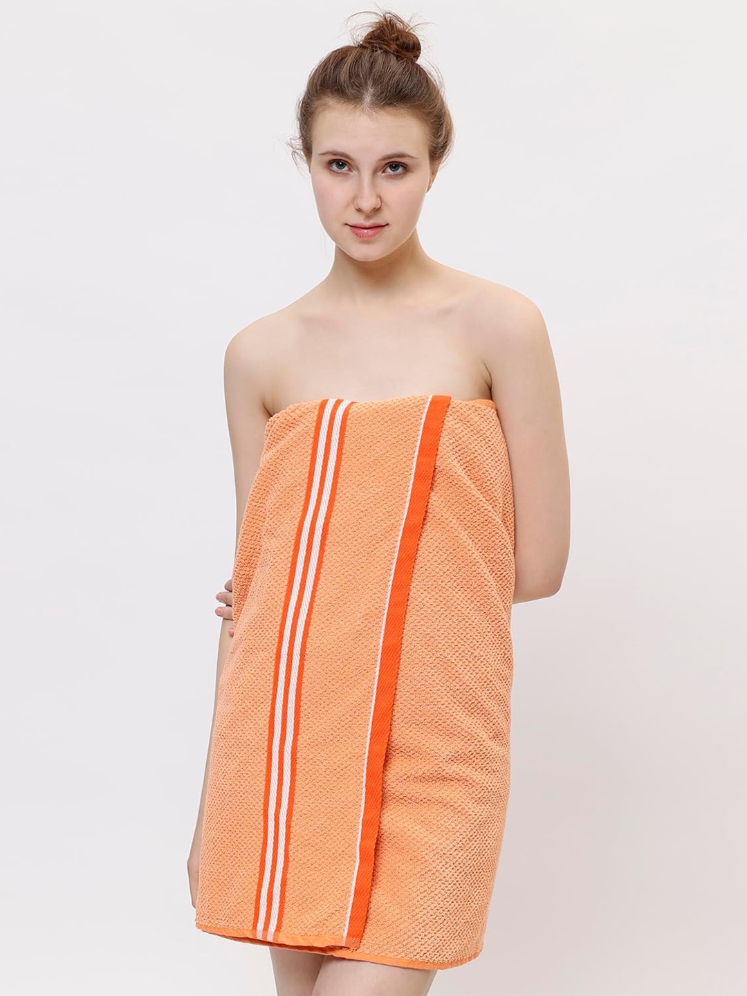 

Homerz Orange and White Printed Cotton 500 GSM Bath Towel