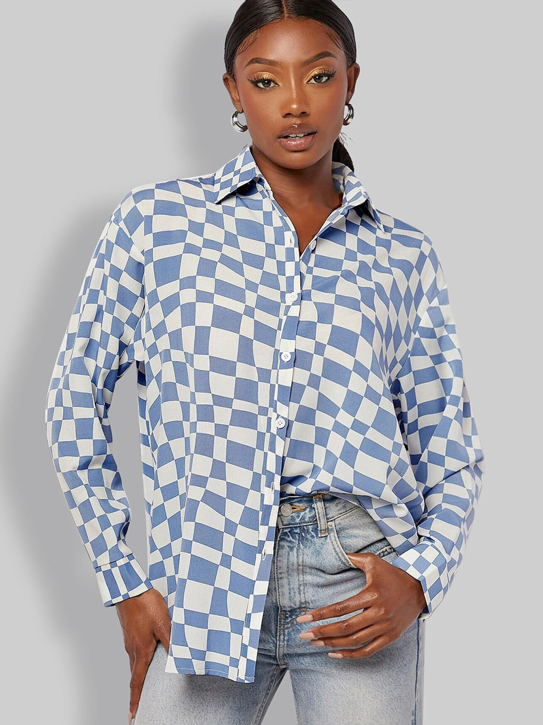 

Stylecast X Slyck Checked Comfort Casual Shirt, Blue