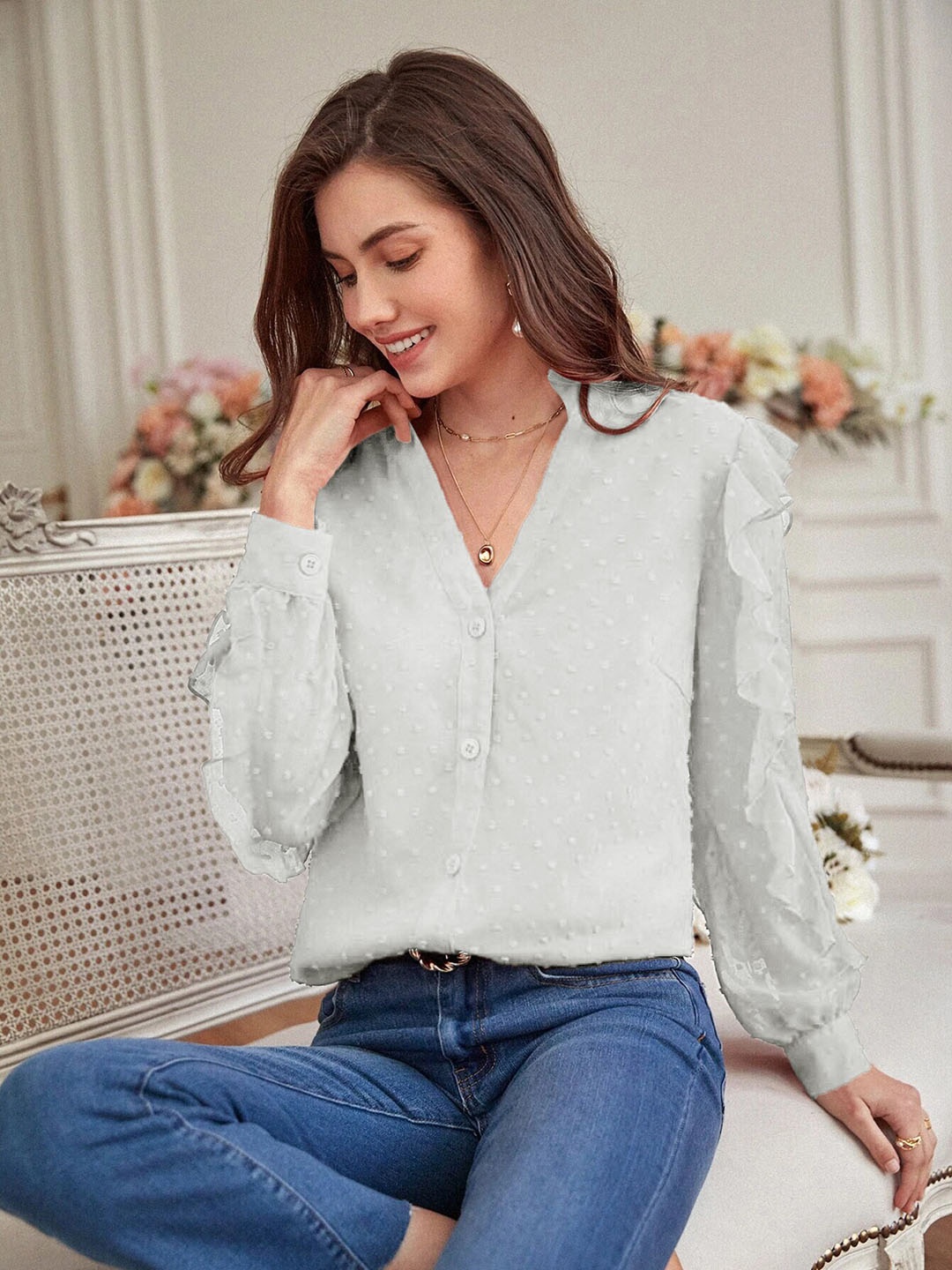

Stylecast X Slyck Women Comfort Opaque Casual Shirt, White