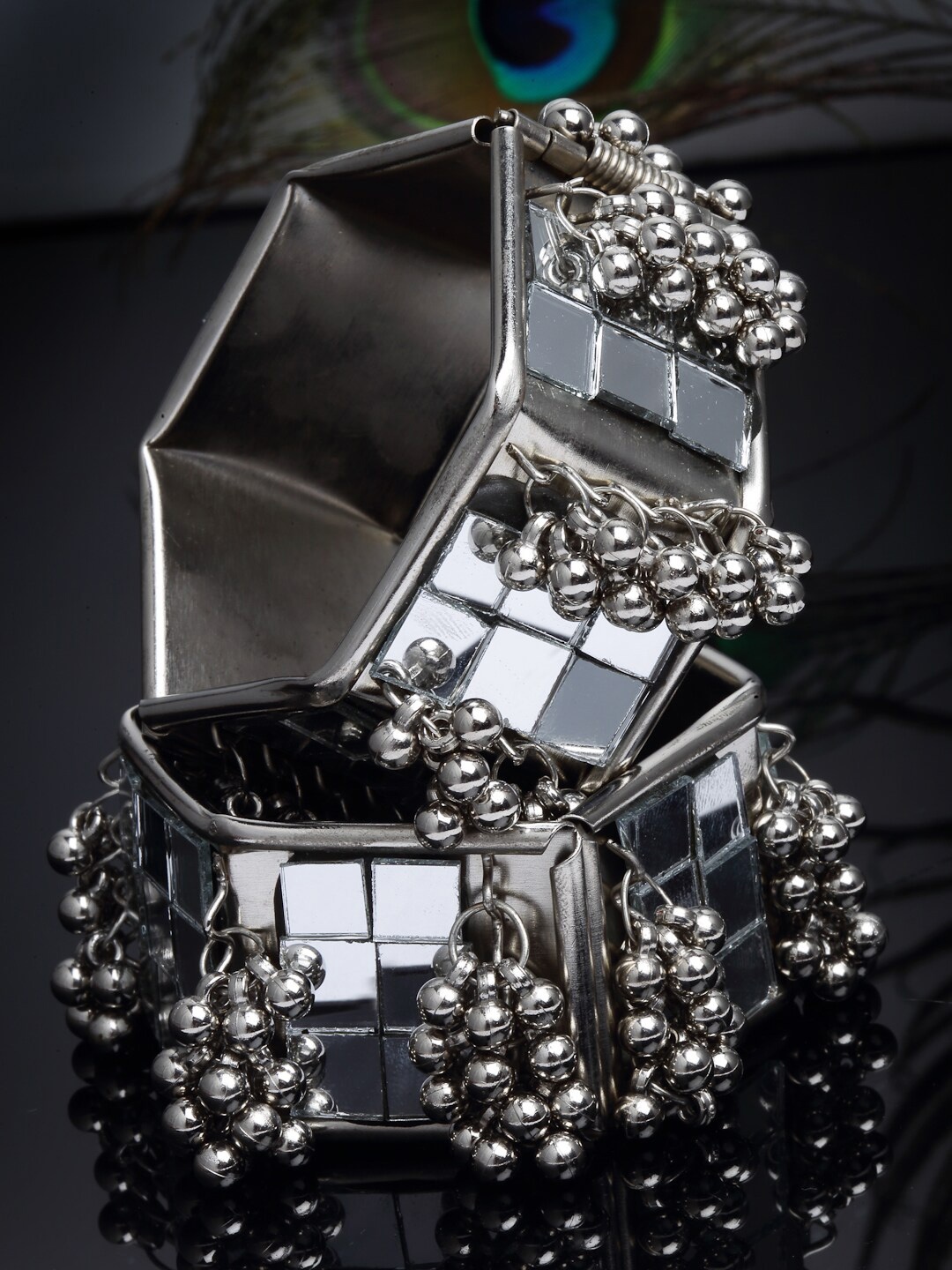CHUI MUI Set of 2 Oxidised Silver-plated Ghunghroo Bangles