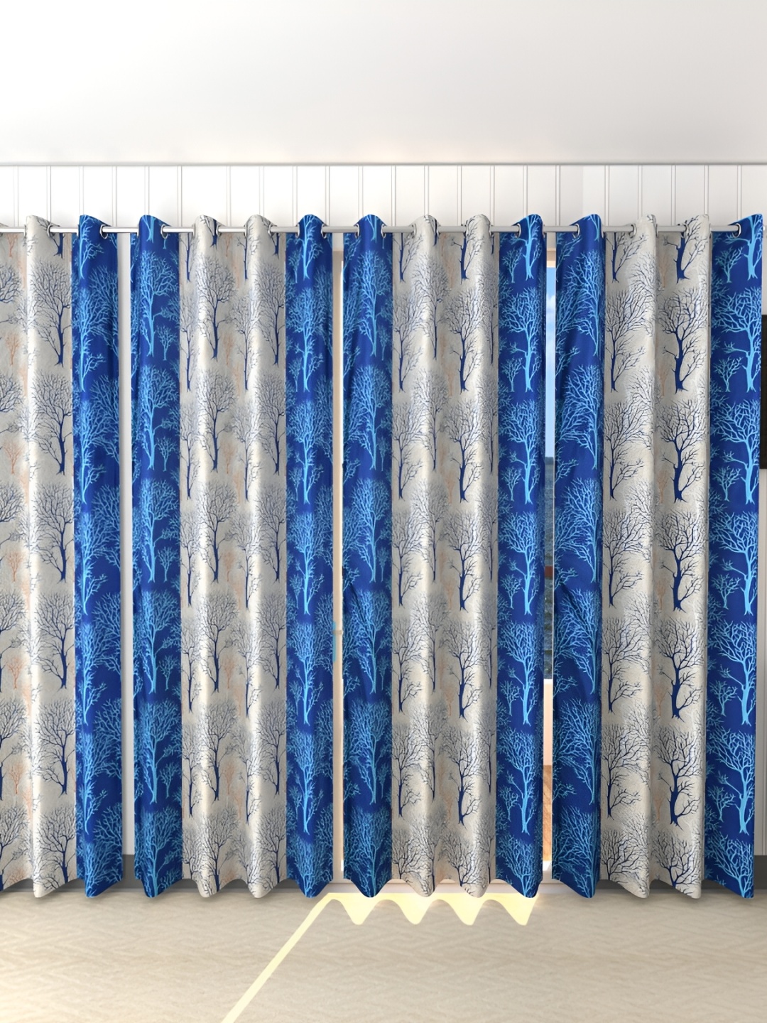 

Panipat Textile Hub Blue & Brown 4 Pieces Long Door Curtains