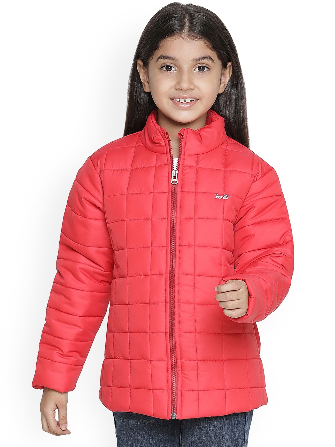 

SPYBY Girls Mock Collar Puffer Jacket, Red